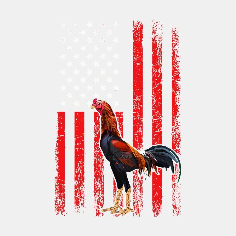 Coq de combat de coq de drapeau américain