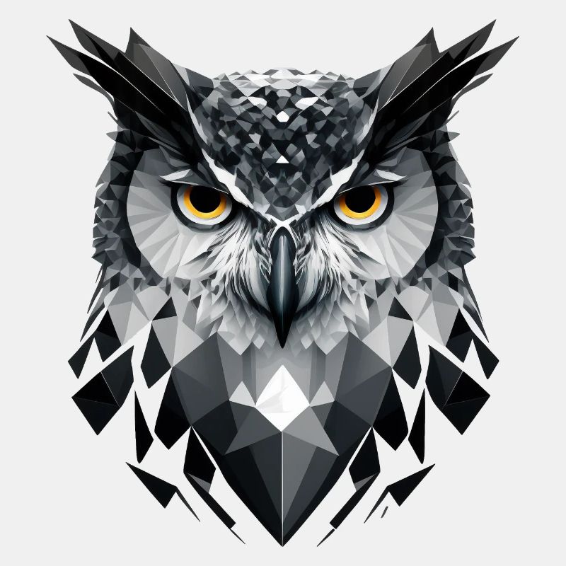 Polygon-Eule in Schwarz-Weiß – Vogelkunst
