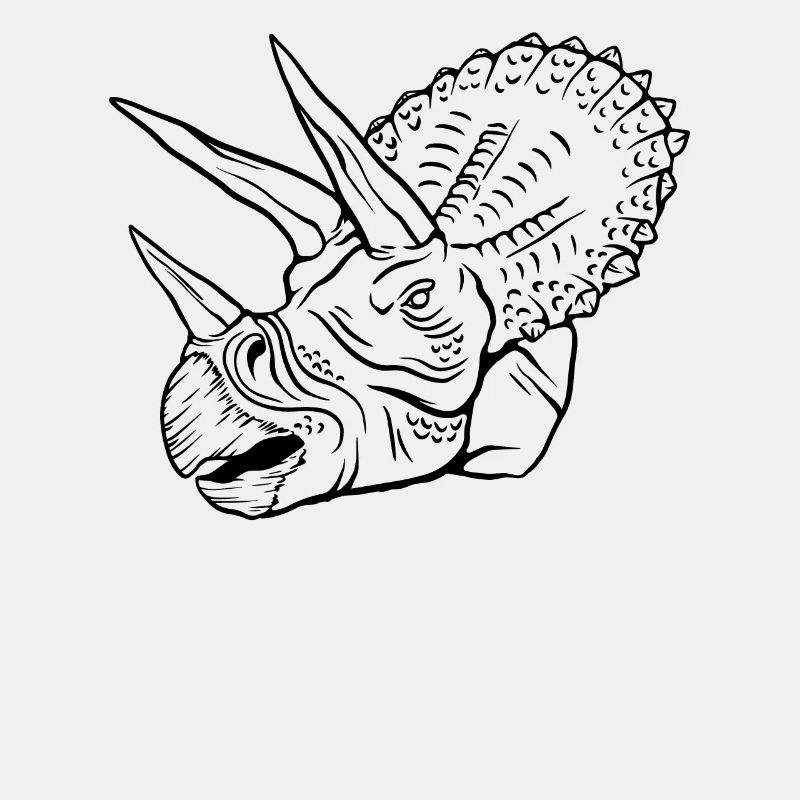 Triceratops Outline Artwork Retro Gift