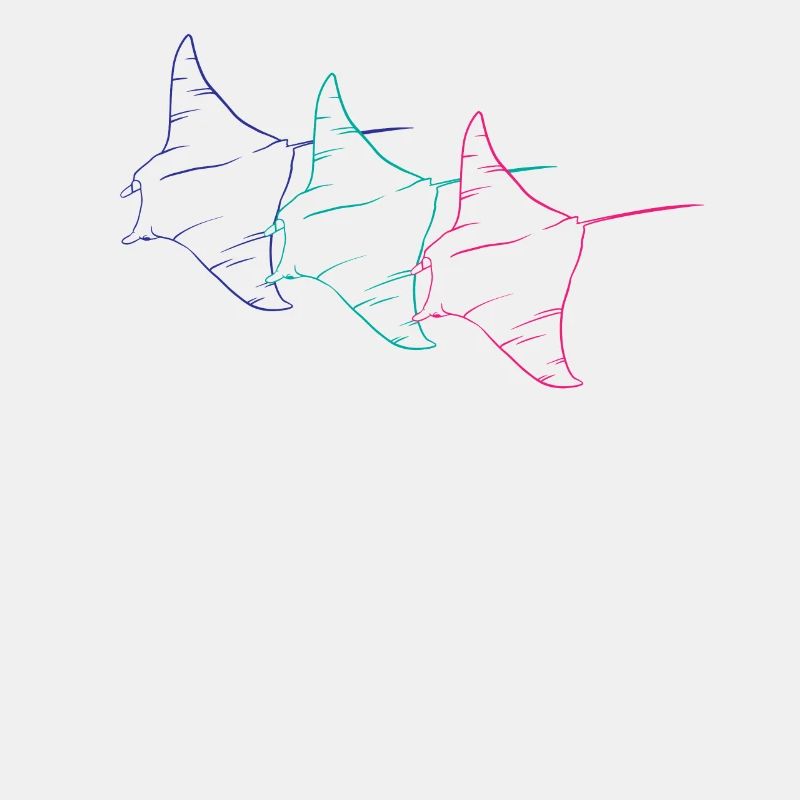 Trio Manta Rays Neonkontur