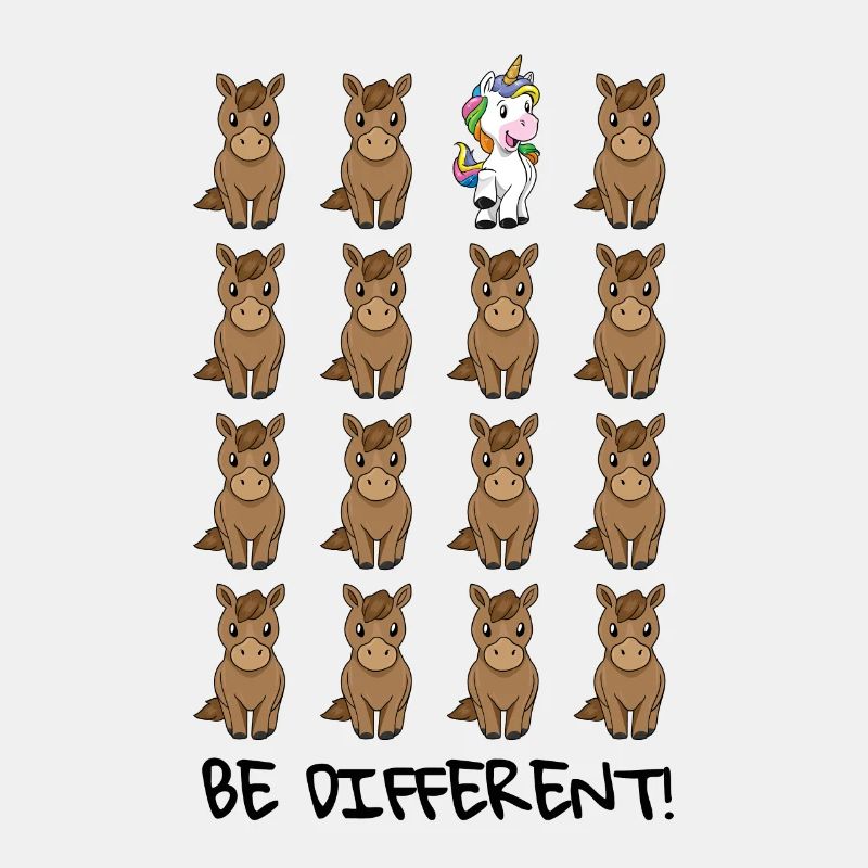 Be different Geschenk Einhorn LGBT Pferde Autismus