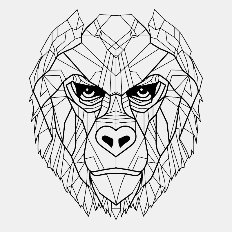 Geometric Gorilla Portrait: Angular Artistry