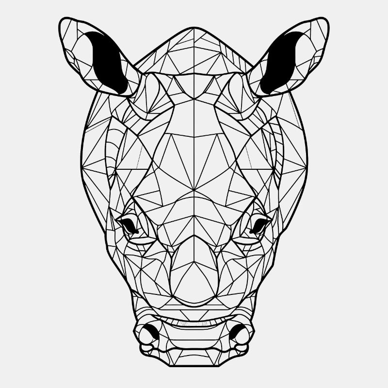 Geometric Rhinoceros Head: Angular Artwork