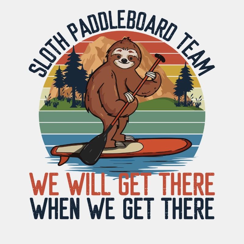 Sloth Paddle Board Team Vintage Retro Sunset