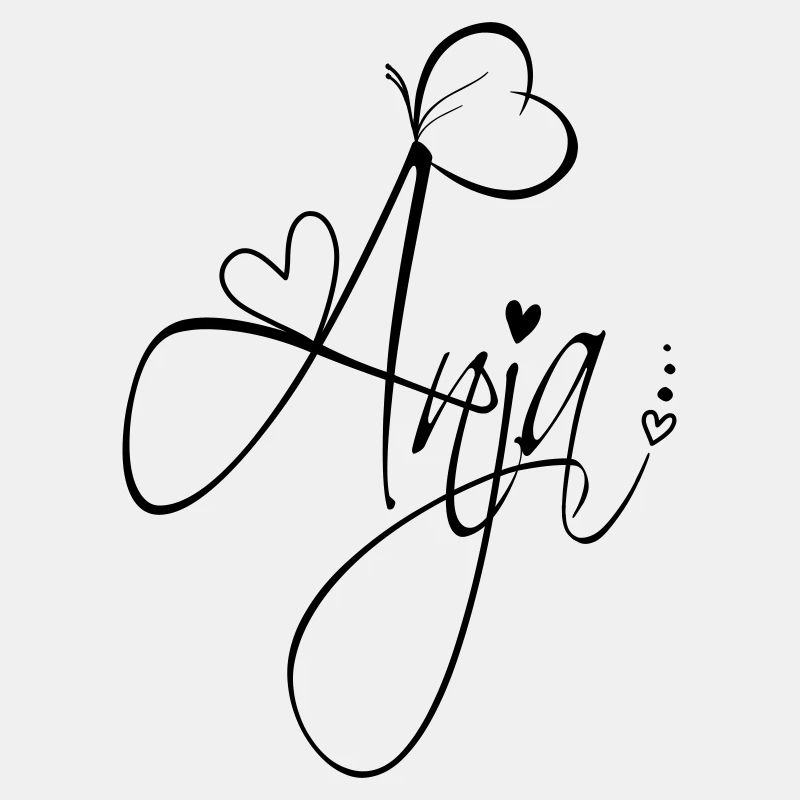 Anja Last name First name Girl Calligraphy Decor