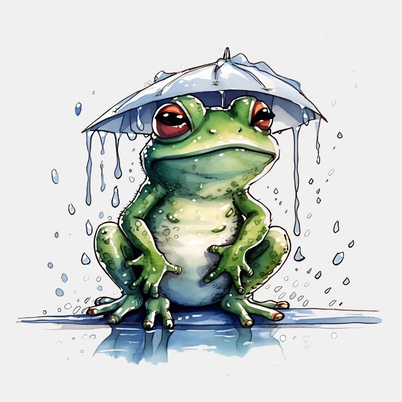 Frog under the umbrella