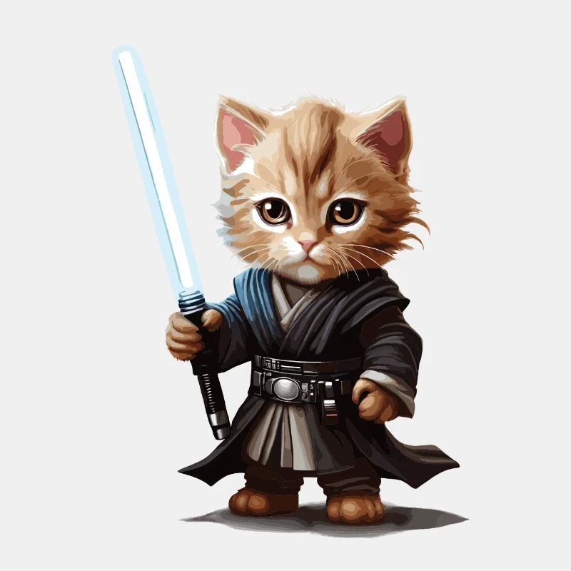 Chat mignon avec un sabre laser