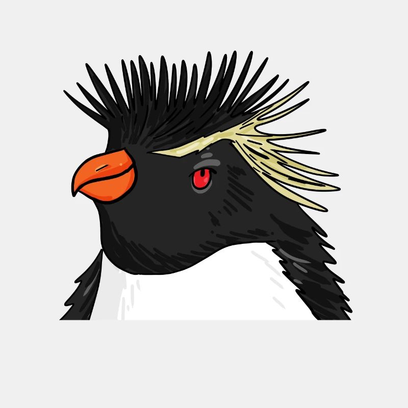 Pinguin mit Haare Felsenpinguin