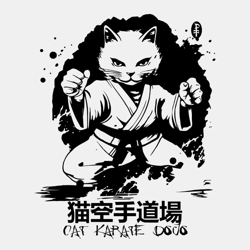 Chat japonais dans un dojo de karaté