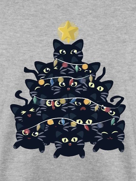 Weihnachtsbaum aus schwarzen Katzen