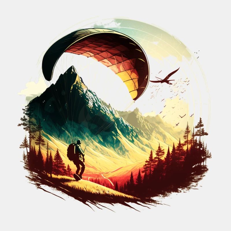 High above the clouds, cool paraglider