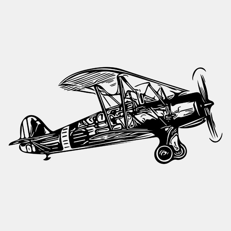 Flying Box Biplan Vintage Illustration