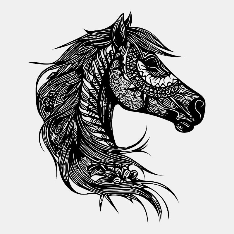 Cheval élégant dans un style de crinière de tatouage élégant