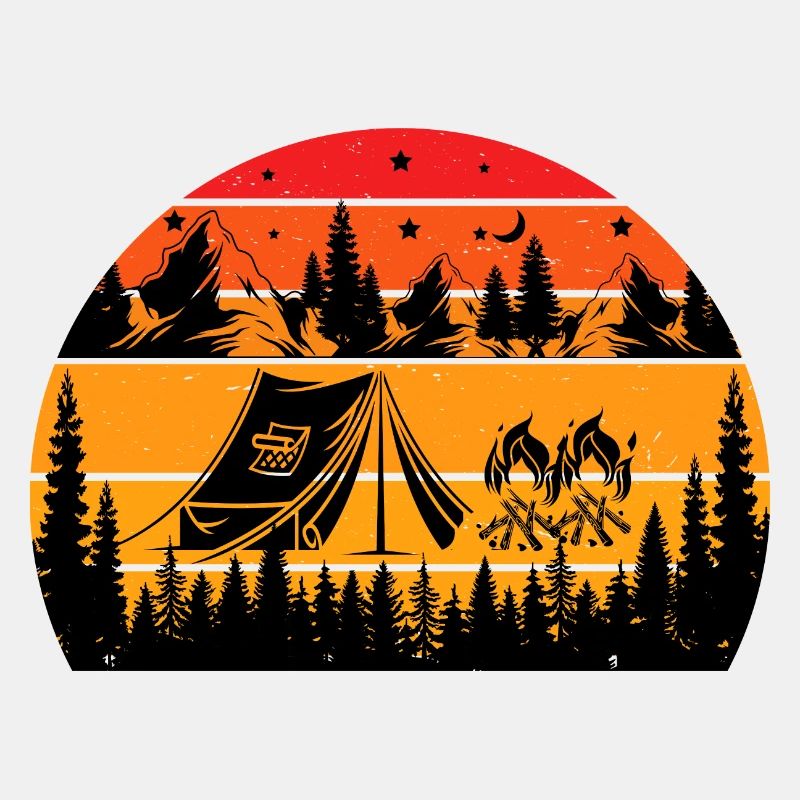 camping vintage sunset retro