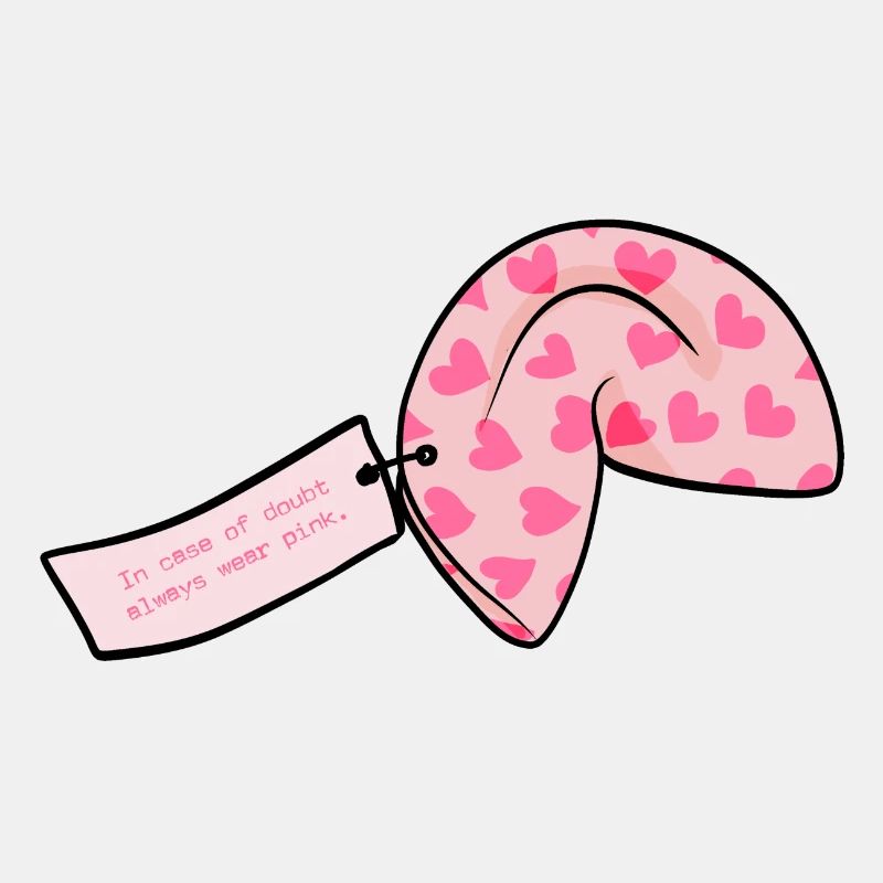 Biscuit de fortune rose avec des coeurs