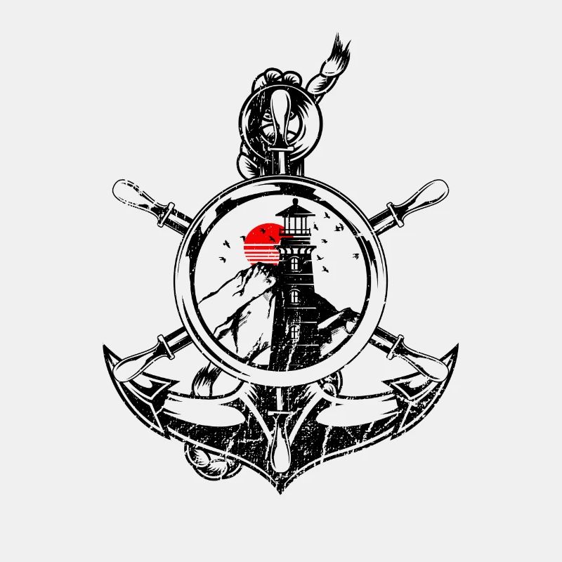 Ancre Marine rétro phare mer vacances