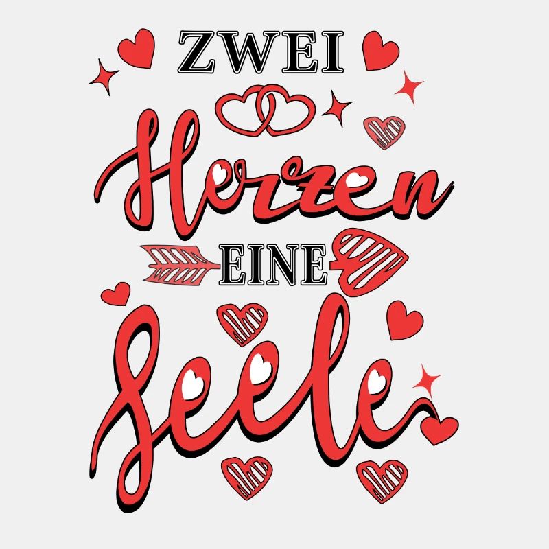 Zwei Herzchen eine Seele Valentinstag Spruch