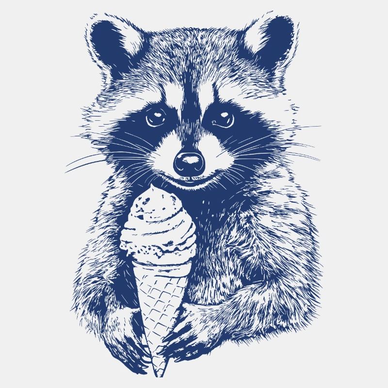 Waschbär mit Eiscreme