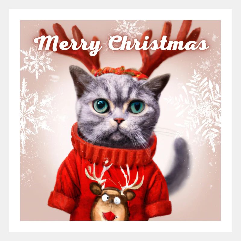 Süße britische Katze im Weihnachtspullover.