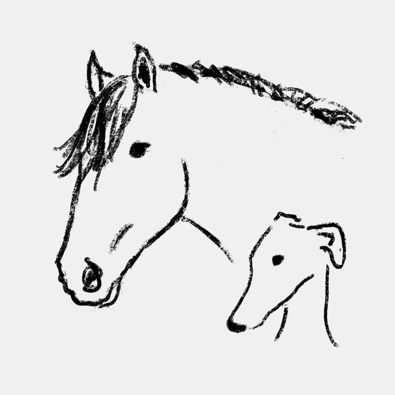 Windhund und Pferd