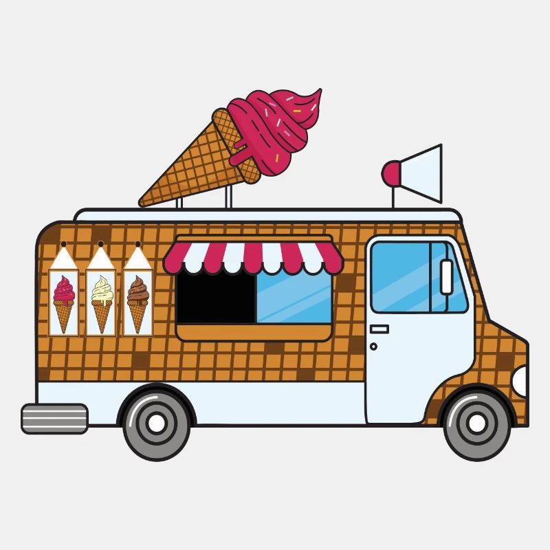Eiswagen, Eisdiele,Eisverkäufer, Eiskrem, Waffle