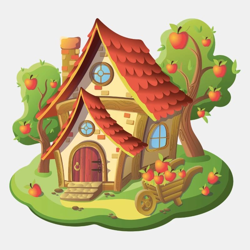 Märchen Haus Apfel Obst Garten