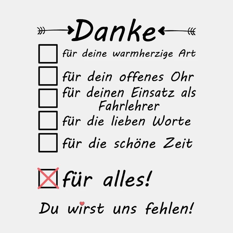 Fahrschule Fahrlehrer Abschiedsgeschenk Danke