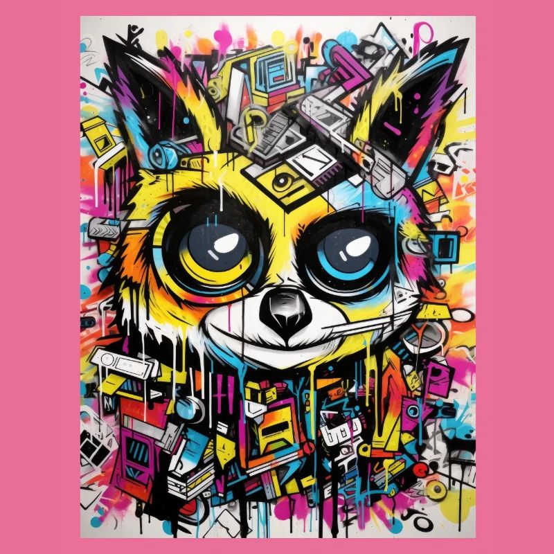 Waschbär comic graffiti