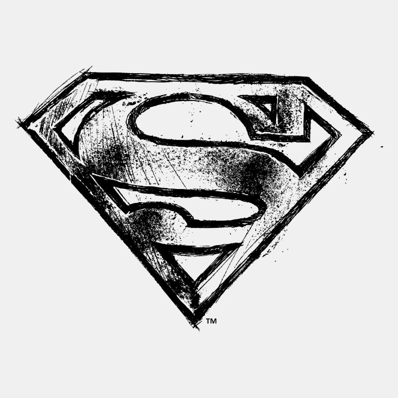 Superman S-Shield Logo black and white