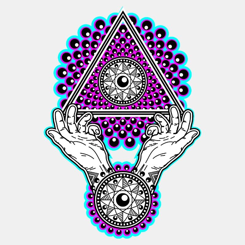 Neon Illuminati Pyramide mit Händen - Schwarzlicht