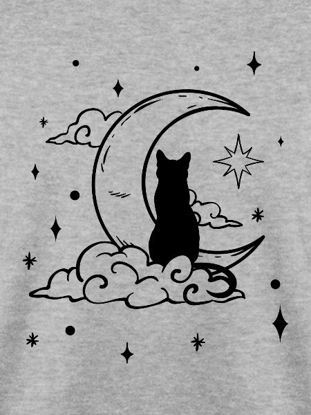 Schwarze Katze Mond Wicca