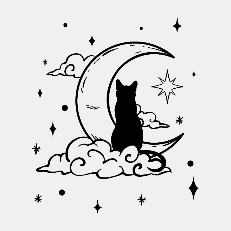 Schwarze Katze Mond Wicca