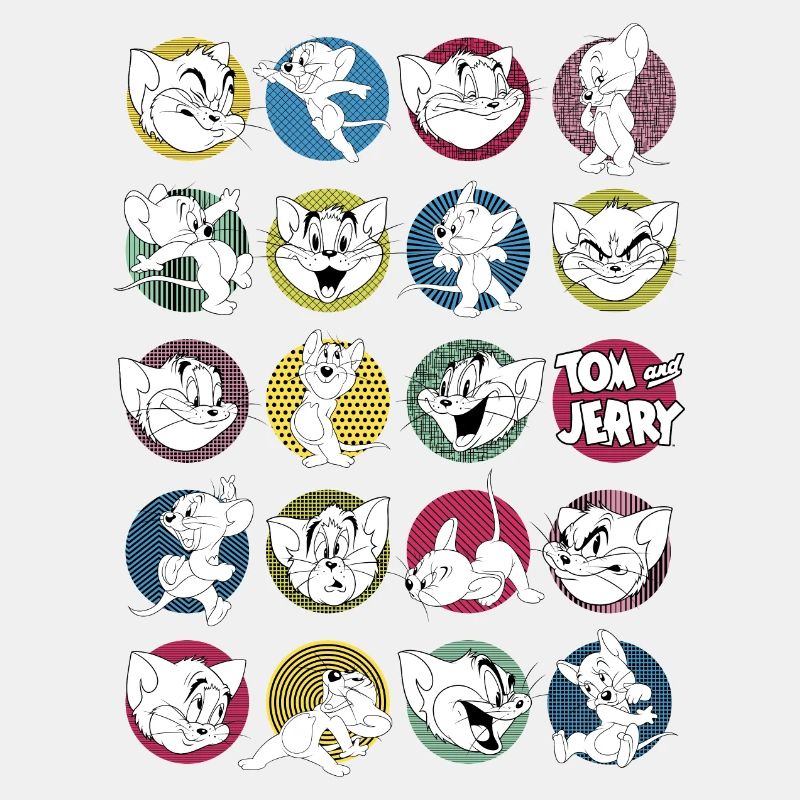 Tom And Jerry Iconic Expressions With Logo