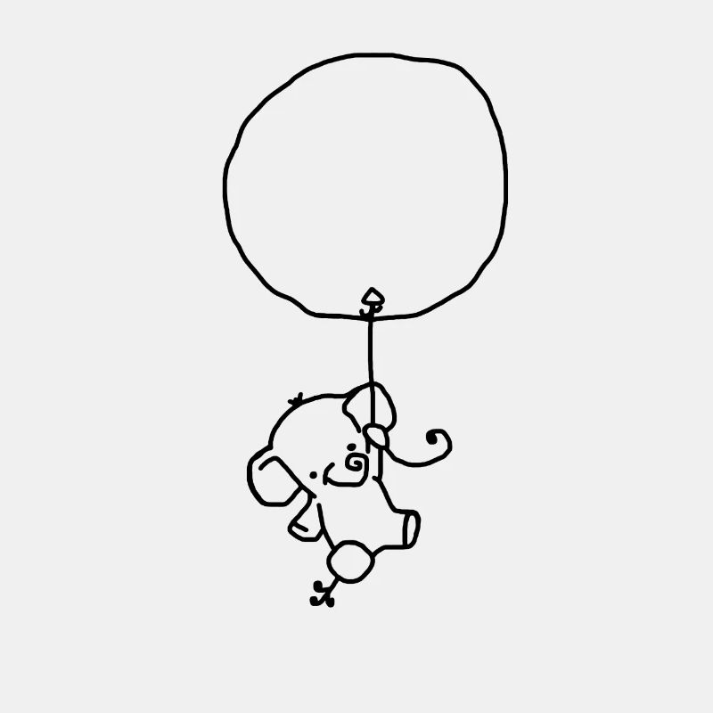 Elefant schwebt an Luftballon