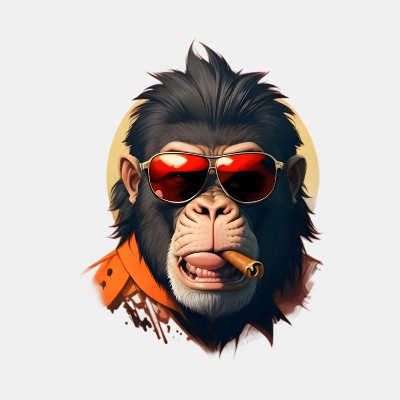 Lässiger Affe: Sonnenbrille & Zigarre
