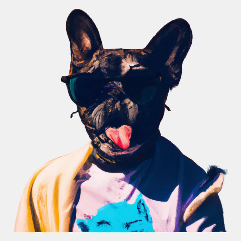 Drôle de chien avec la langue tendue