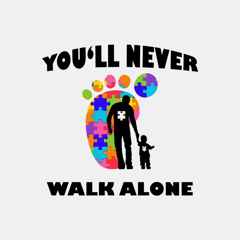 Never Alone Alone Father & Son Autism Awaren