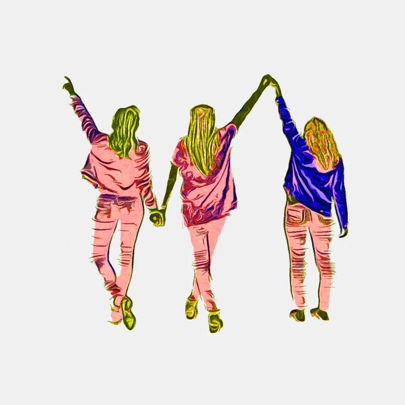 Design three girlfriends in pop art style