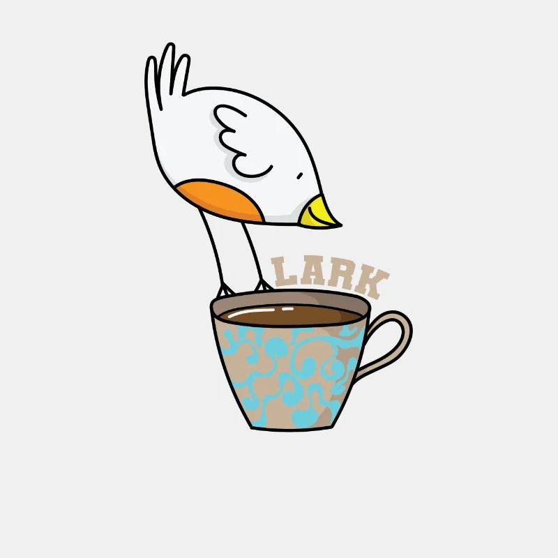 Lark sleep type early riser bird with coffee