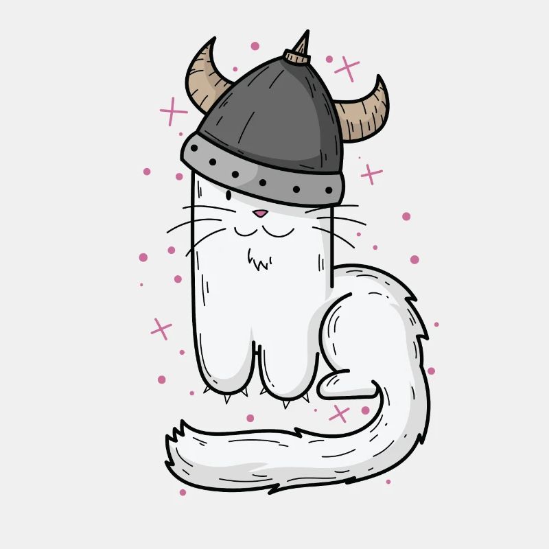 Chat avec un casque viking et des griffes