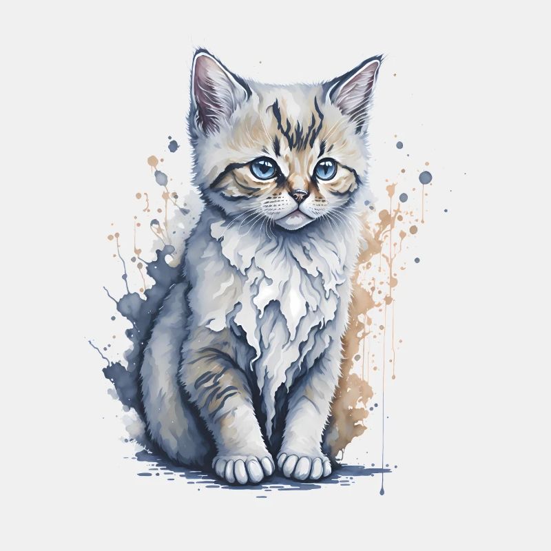 Peinture à l’aquarelle d’un chaton mignon