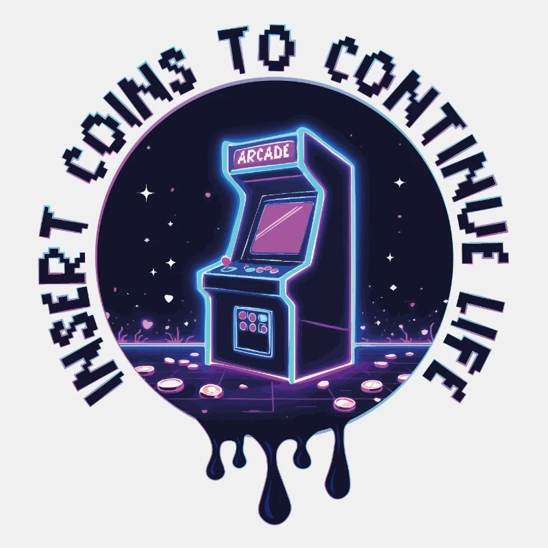 Coin To Continue Life Insert – Retro Arcade Neon