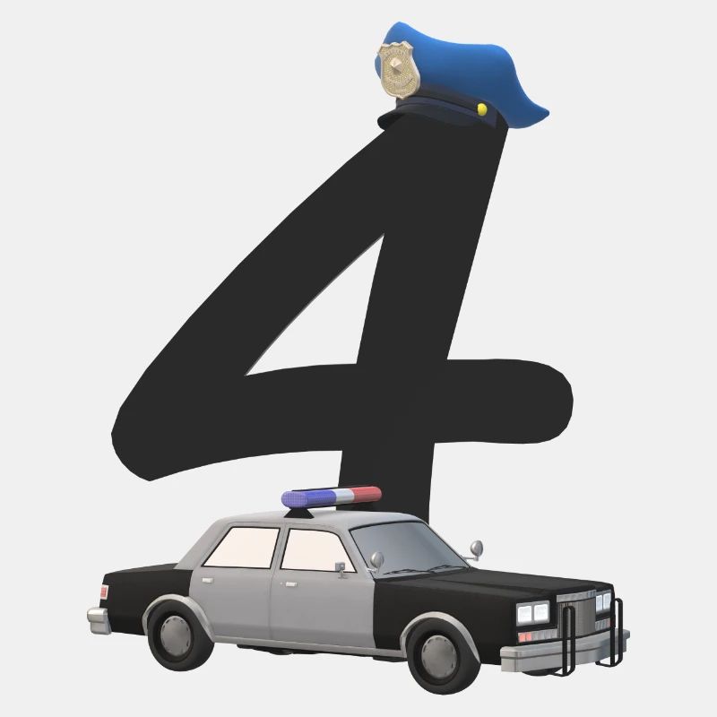 Polizei, Auto, Geburtstag, 4, Jahre, Vier, Kinder