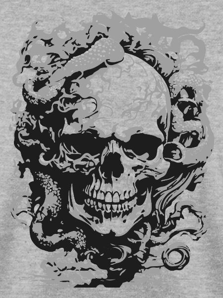 detaillierter Schädel mit Oktopus