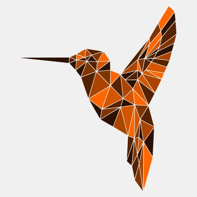 Déserts Oiseau Polygone Bird Triangles orange Colibri