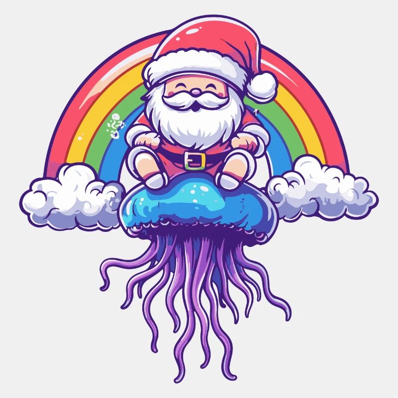 Méduse Père Noël Arc-en-ciel