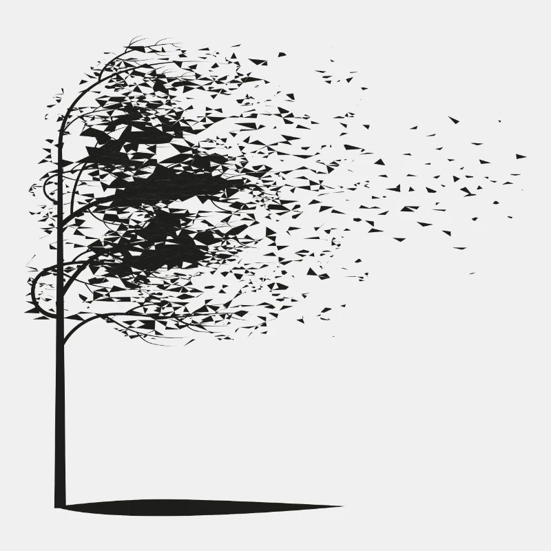 Baum Blätter Herbst schwarz Geschenk