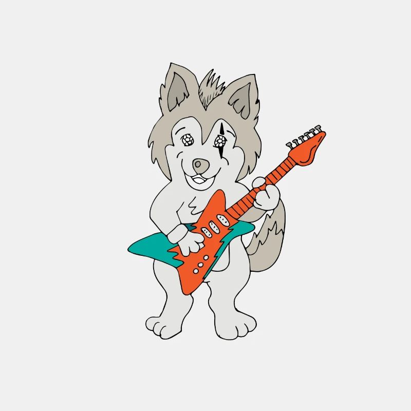 Husky Hund Gitarre