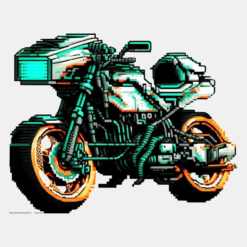Motorcycle in 8 bit as vector graphics for bikers