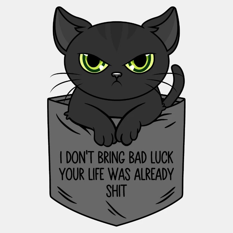 Black Cat Breast Pocket I Bring No Bad Luck